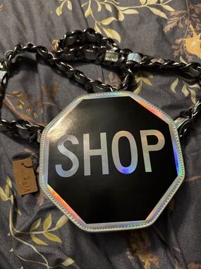 SHOP Octagon Black Crossbody Bag with Chain Strap